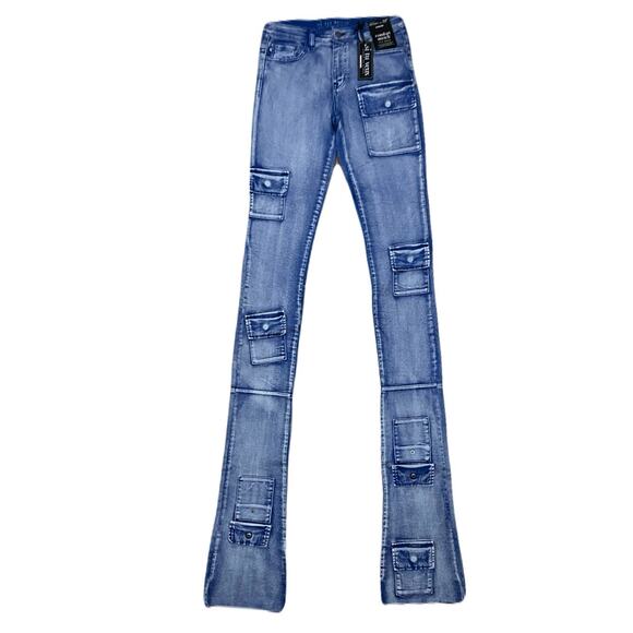 Si Tu Veux Royal Blue Superstack Men’s Jean’s Size 32 - Picture 1 of 6